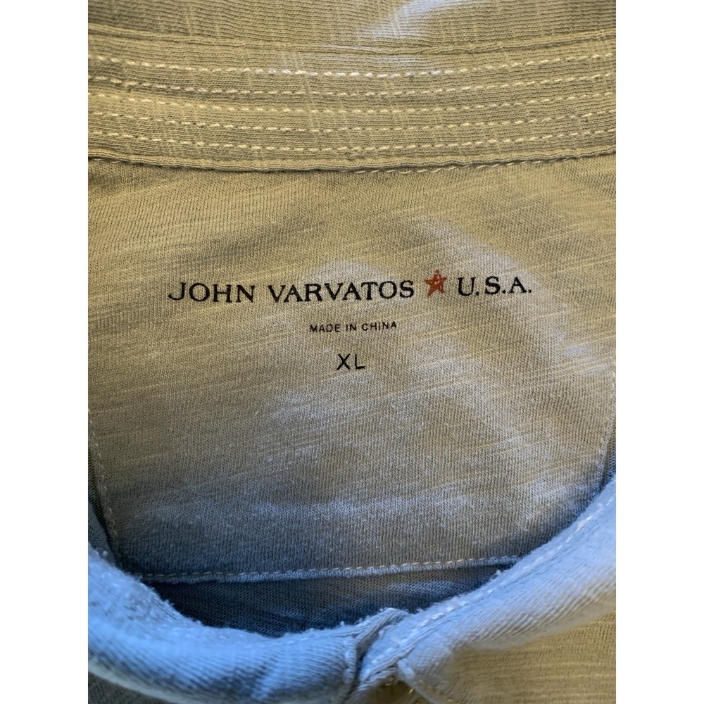 John Varvatos Mens Polo Shirt Knit Lightweight Grayscale Gray Peace Sign XL - Picture 9 of 16